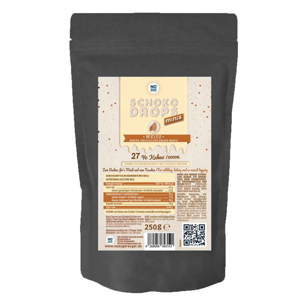 Produktabbildung No Sugar Schokodrops Minis, Weiß