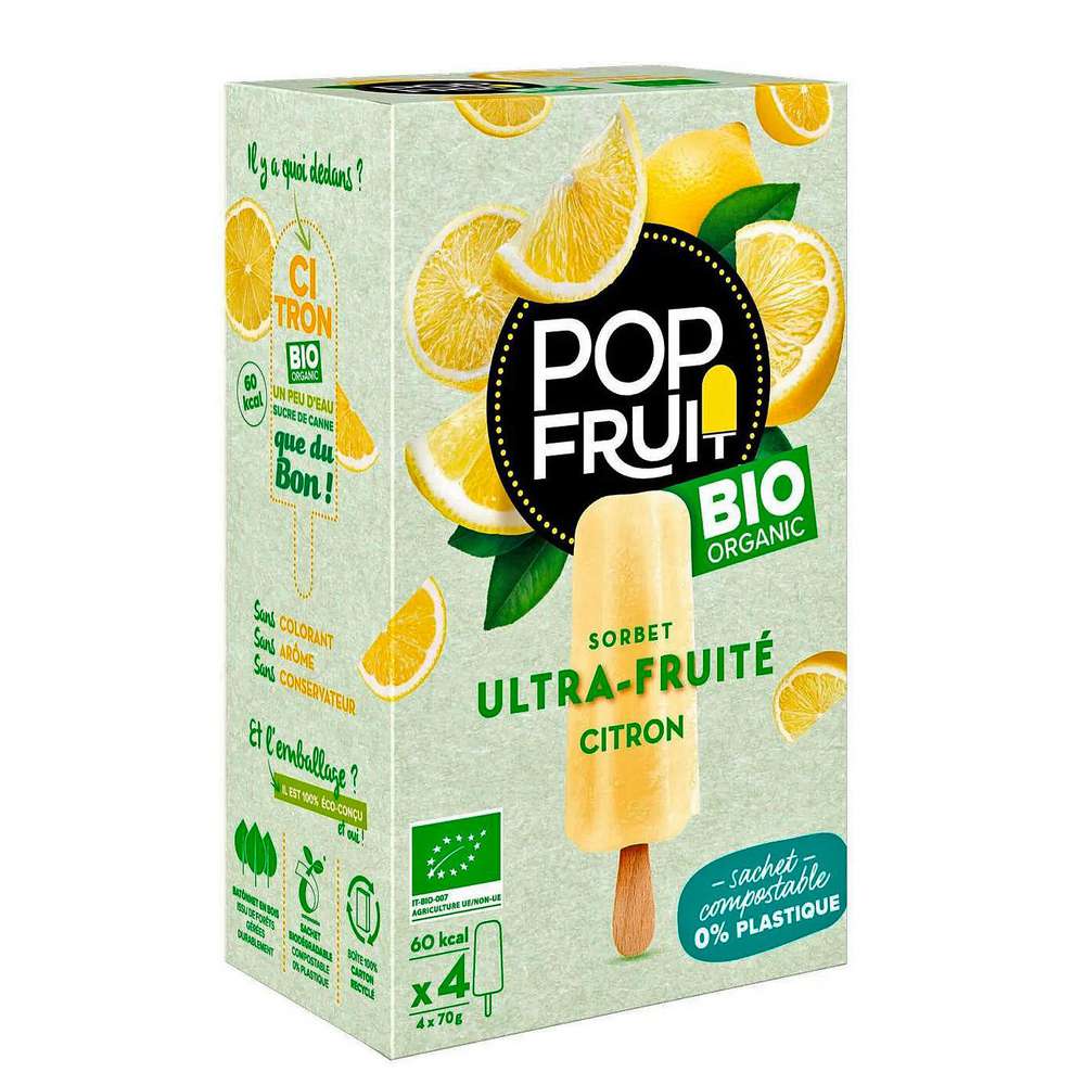 Produktabbildung Popfruit Bio Sorbet-Eis Zitrone