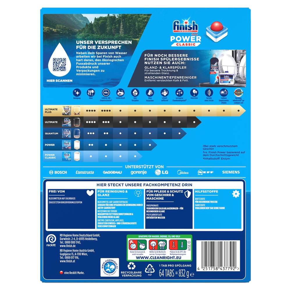 Produktabbildung Finish Spülmaschinen-Tabs, Powerball Classic Fresh