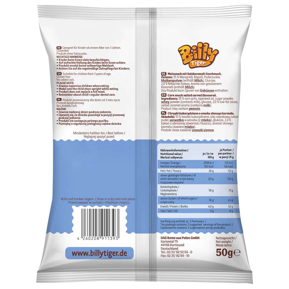 Produktabbildung Billy Tiger Maiskugeln Fußball, Käse