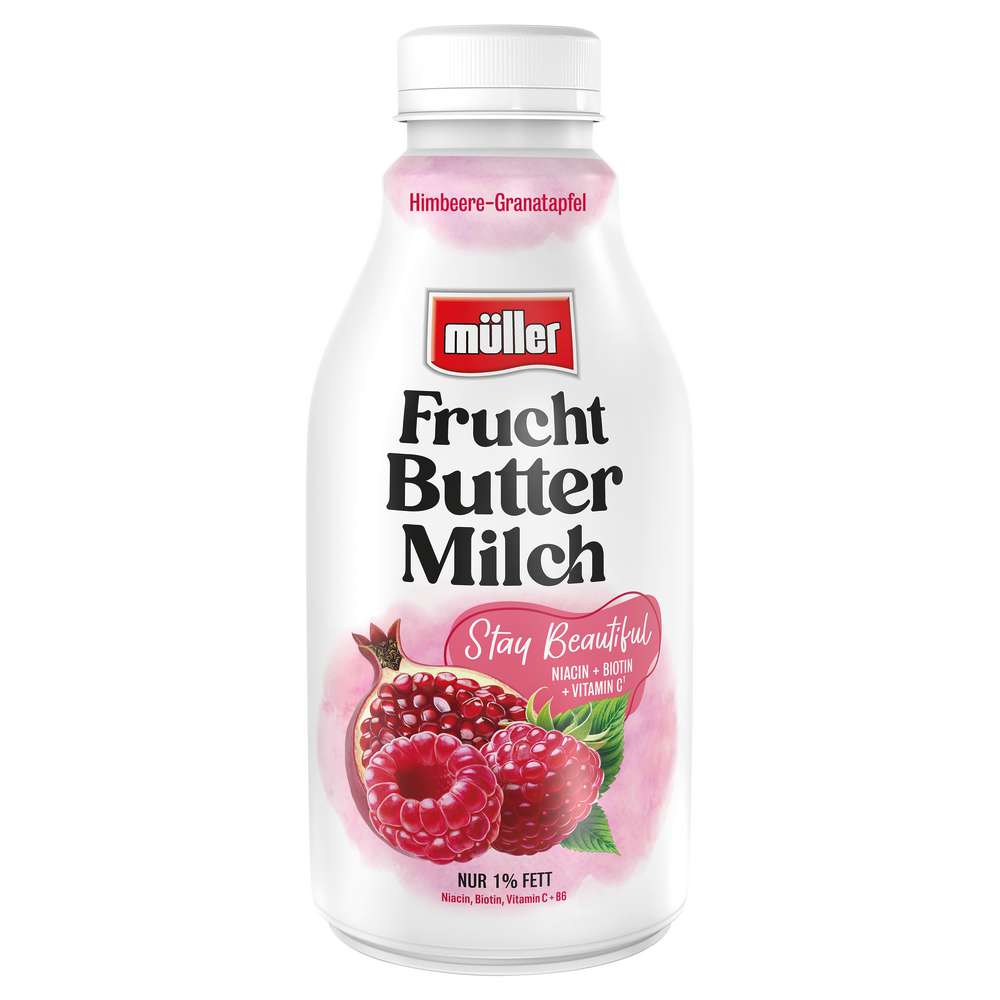 Produktabbildung Müller Fruchtbuttermilch, Himbeere-Granatapfel
