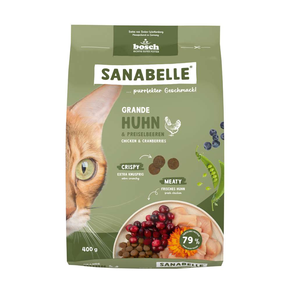 Produktabbildung Sanabelle Katzen-Trockenfutter, Grande Huhn & Preiselbeeren