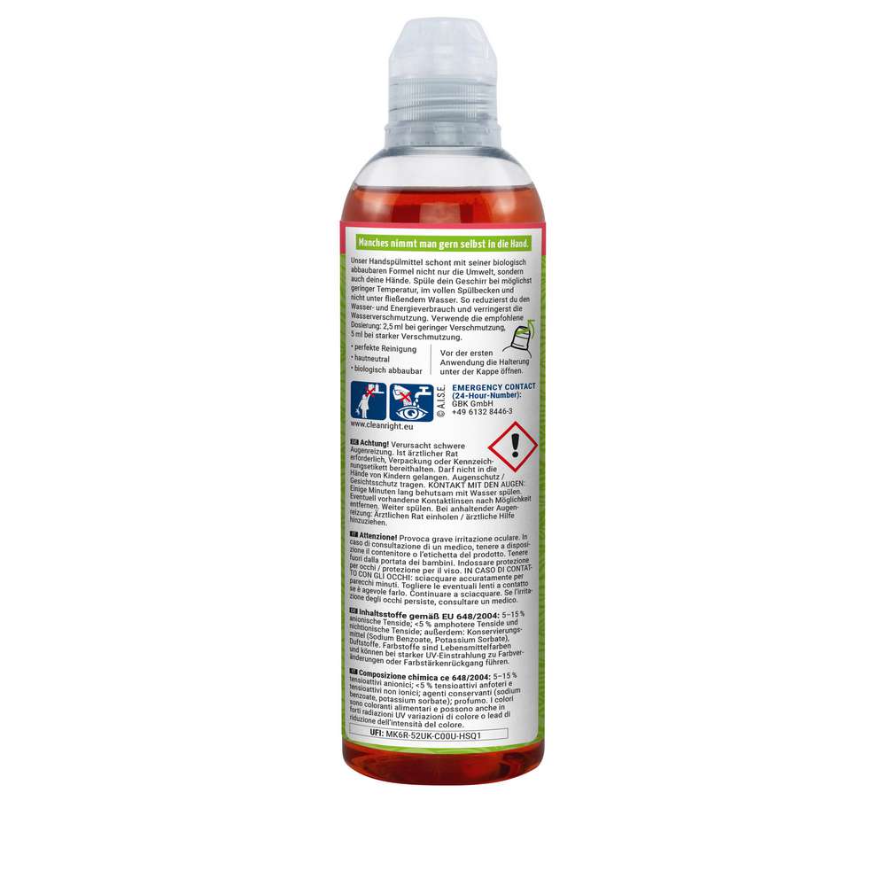 Produktabbildung claro Geschirrspülmittel, Rhabarber