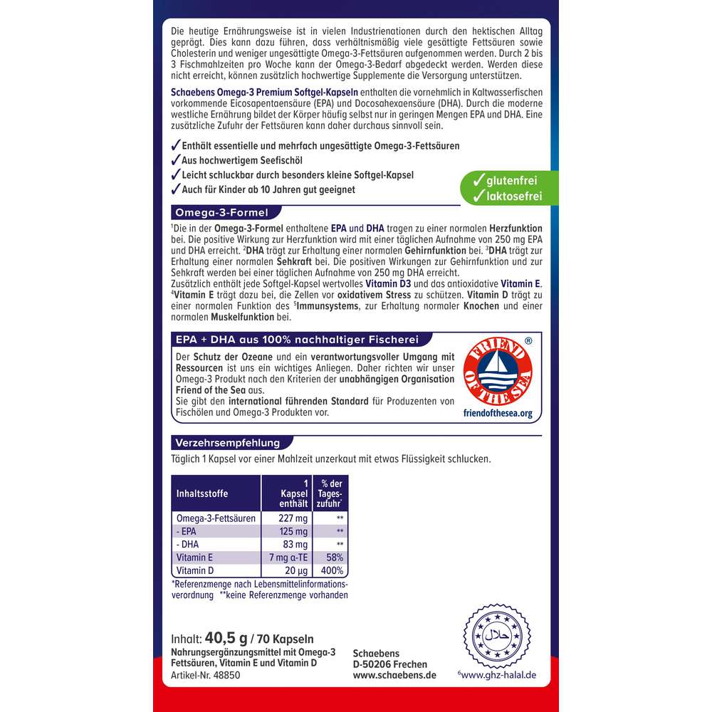 Produktabbildung Schaebens Omega-3 Premium Kapseln