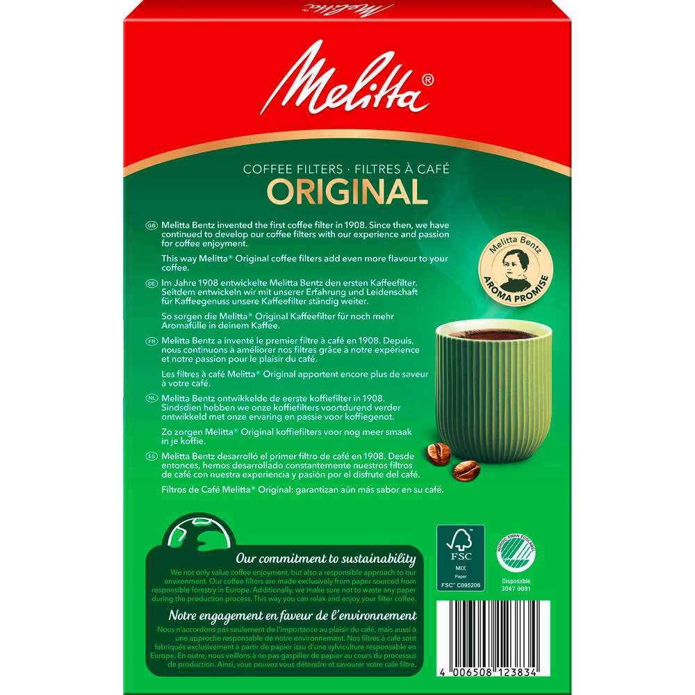 Produktabbildung Melitta Kaffee Filtertüten 1x6/40, naturbraun