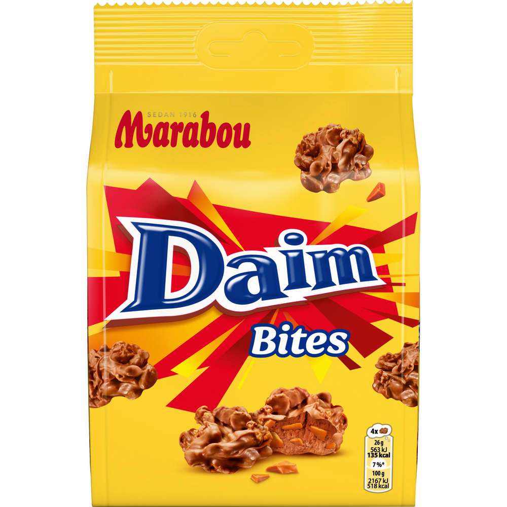Produktabbildung Marabou Milchschokolade mit Mandelkrokant und Cornflakes Marabou Daim Bites