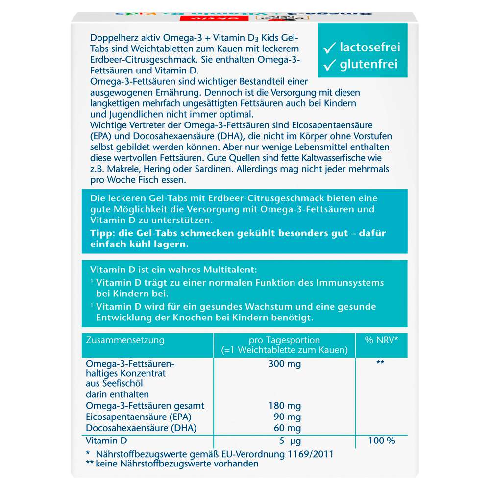 Produktabbildung Doppelherz Omega-3+Vitamin D3 Kids Gel-Tabs