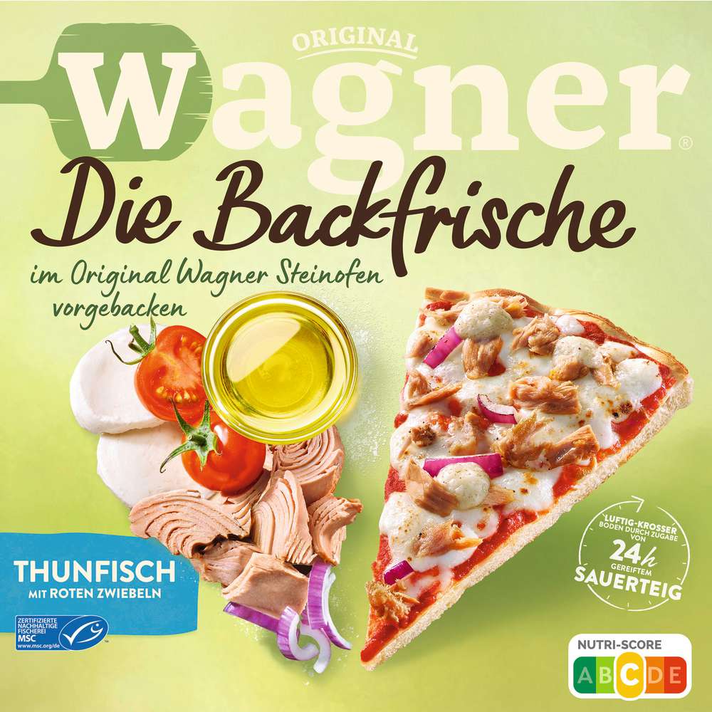Produktabbildung Wagner Die Backfrische Pizza Thunfisch mit Frühlingszwiebeln, tiefgekühlt