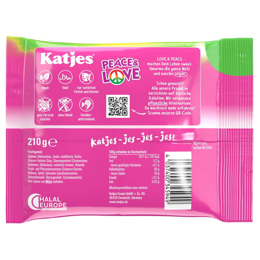 Produktabbildung Katjes Fruchtgummi Peace & Love, Vegan