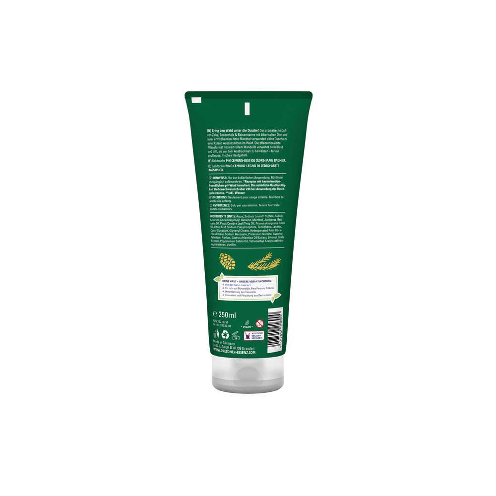 Produktabbildung Dresdner Essenz Duschgel Sehnsucht nach Wald, Zirbe/Zerdernholz/Balsamtanne