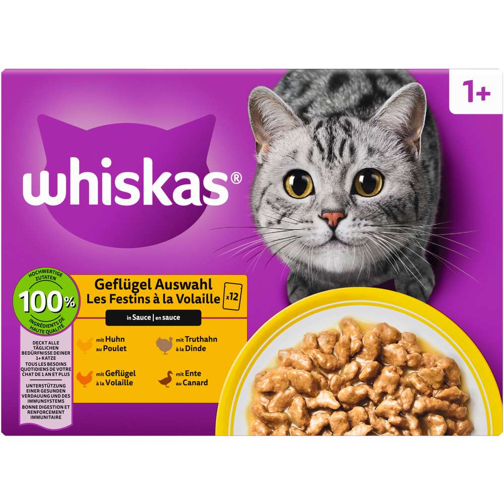 Produktabbildung Whiskas Katzen-Nassfutter, Geflügel Auswahl