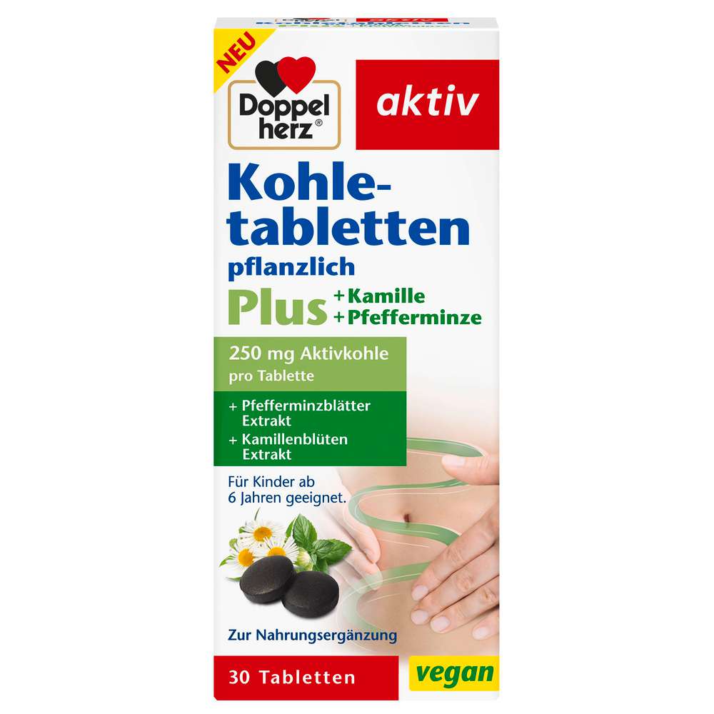 Produktabbildung Doppelherz Kohletabletten Plus, Pflanzlich
