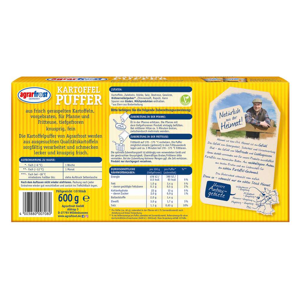 Produktabbildung Agrarfrost Kartoffelpuffer, tiefgekühlt