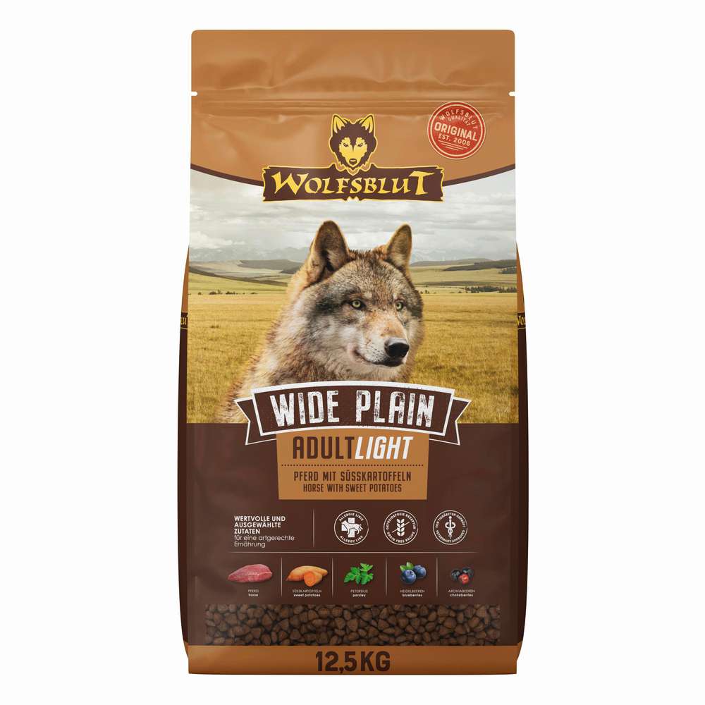 Produktabbildung Wolfsblut Hunde-Trockenfutter Wide Plain Light, Pferdefleisch/Süßkartoffel
