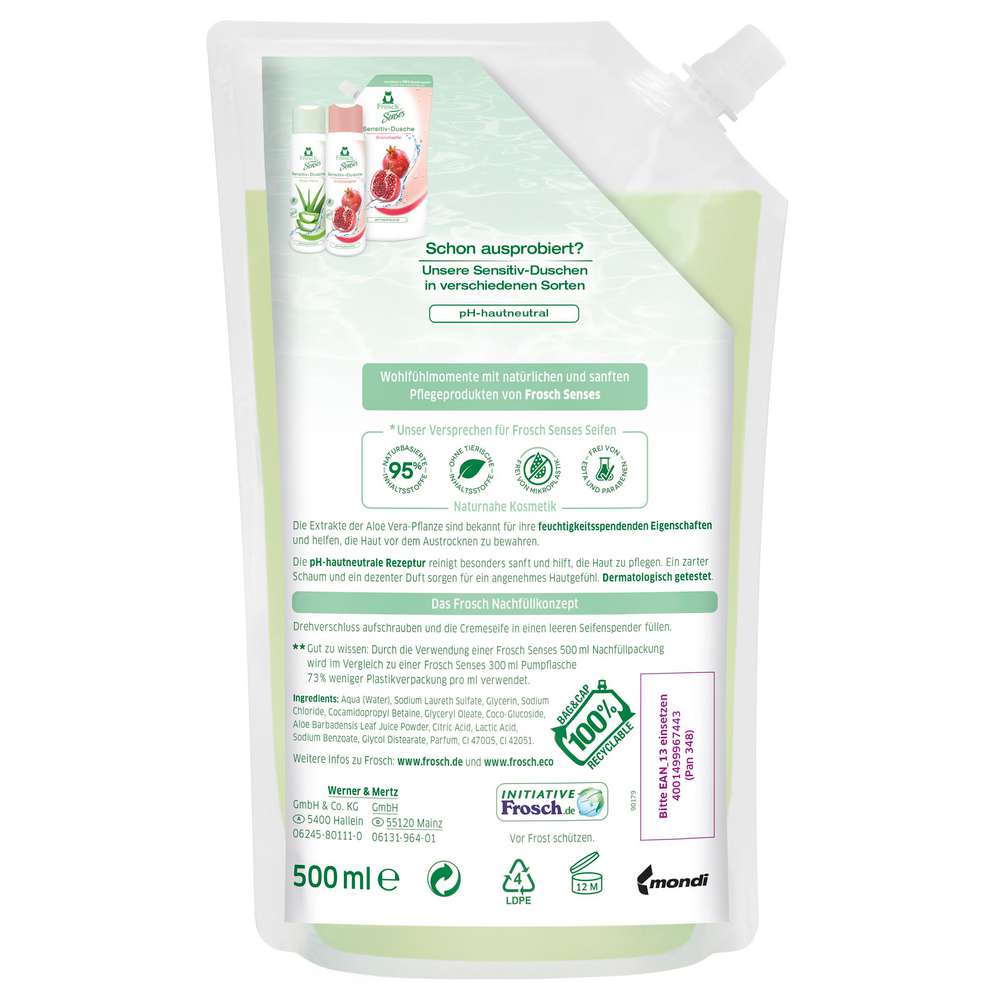 Produktabbildung Frosch Flüssigseife Senses Nachfüller, Aloe Vera