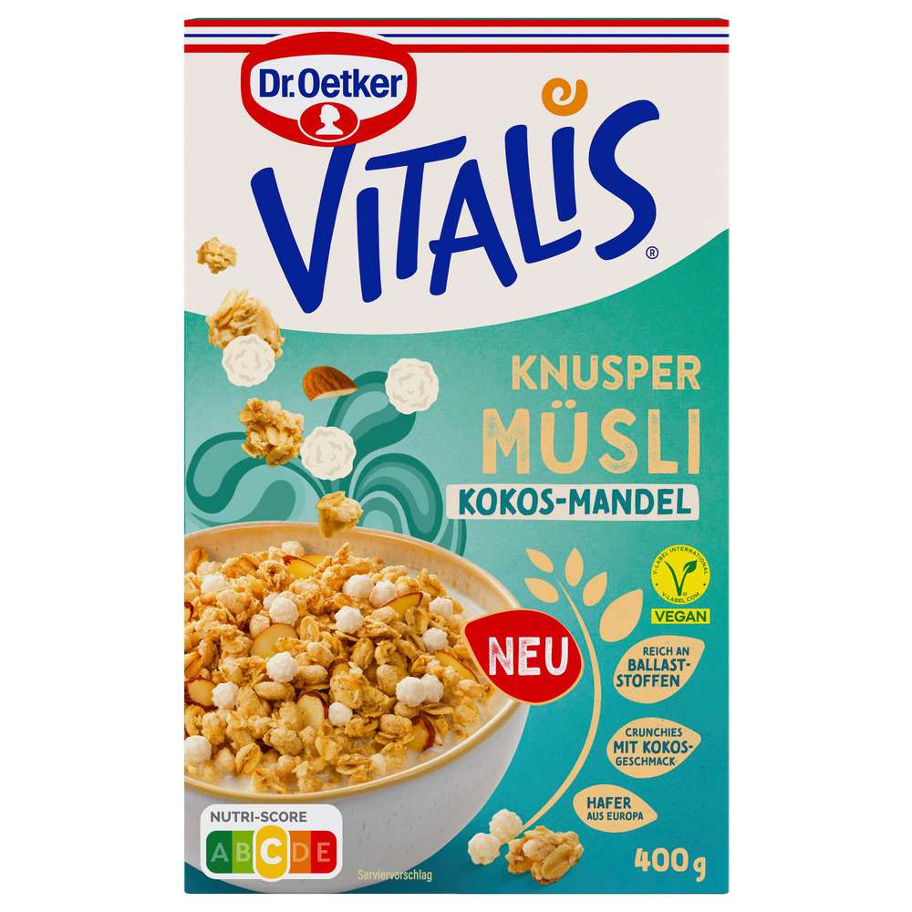Produktabbildung Dr. Oetker Vitalis Knusper Müsli, Kokos-Mandel