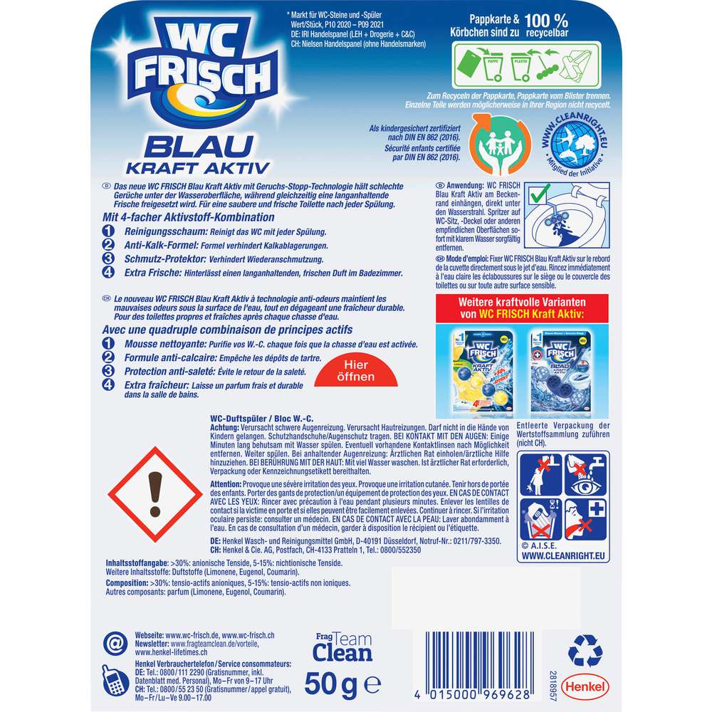 Produktabbildung WC Frisch WC Duftspüler Kraft-Aktiv, Ozeanfrische