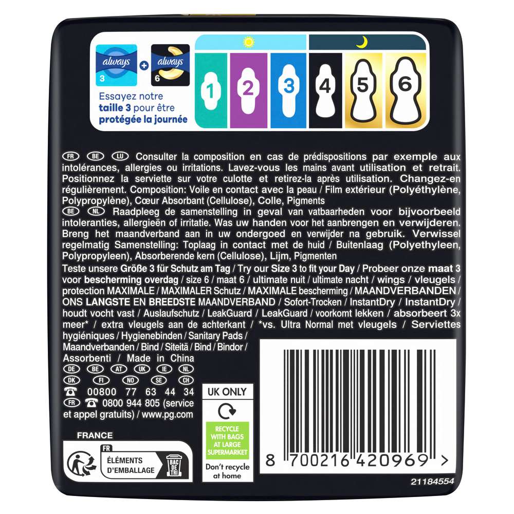 Produktabbildung Always Binden Ultimate Night Max Protection 6