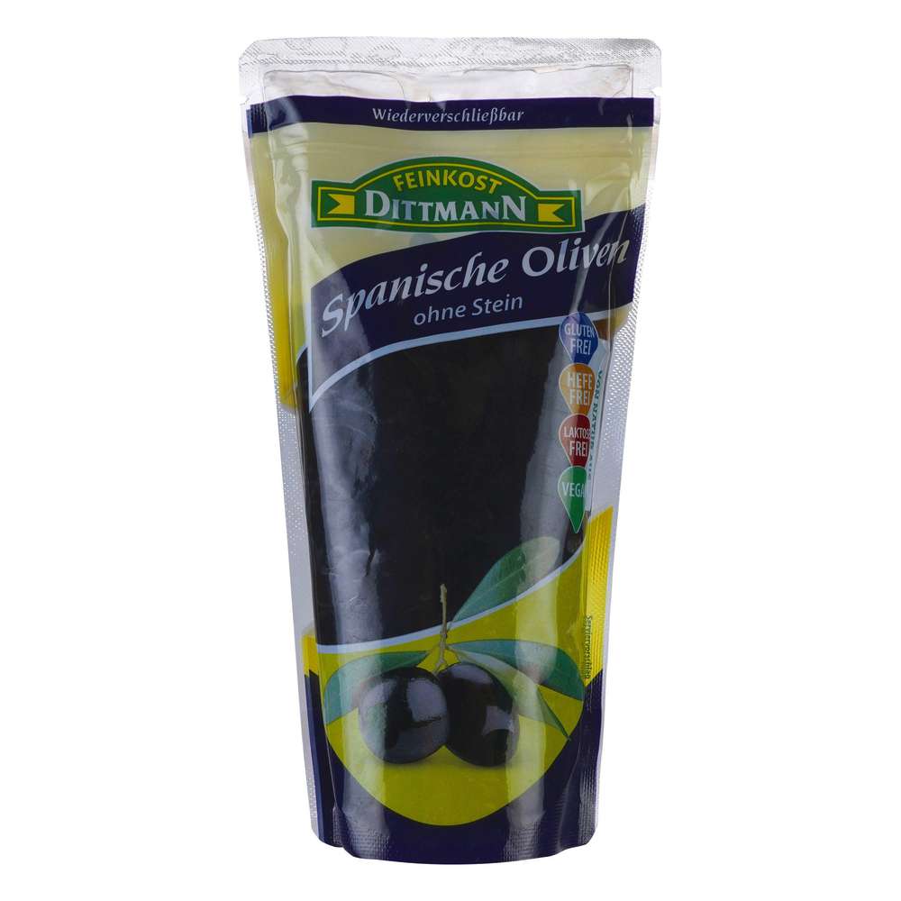 Produktabbildung Feinkost Dittmann Schwarze Oliven ohne Stein