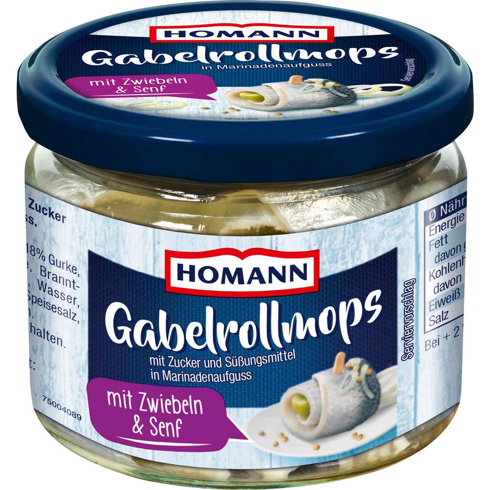 Produktabbildung Homann Gabelrollmops, Zwiebeln & Senf