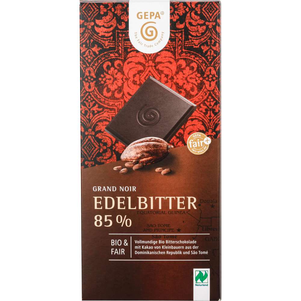 Produktabbildung Gepa Bio Tafelschokolade, Grand Noir, Edelbitter 85%
