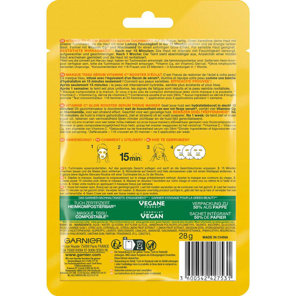 Produktabbildung Garnier Tuchmaske, Vitamin C