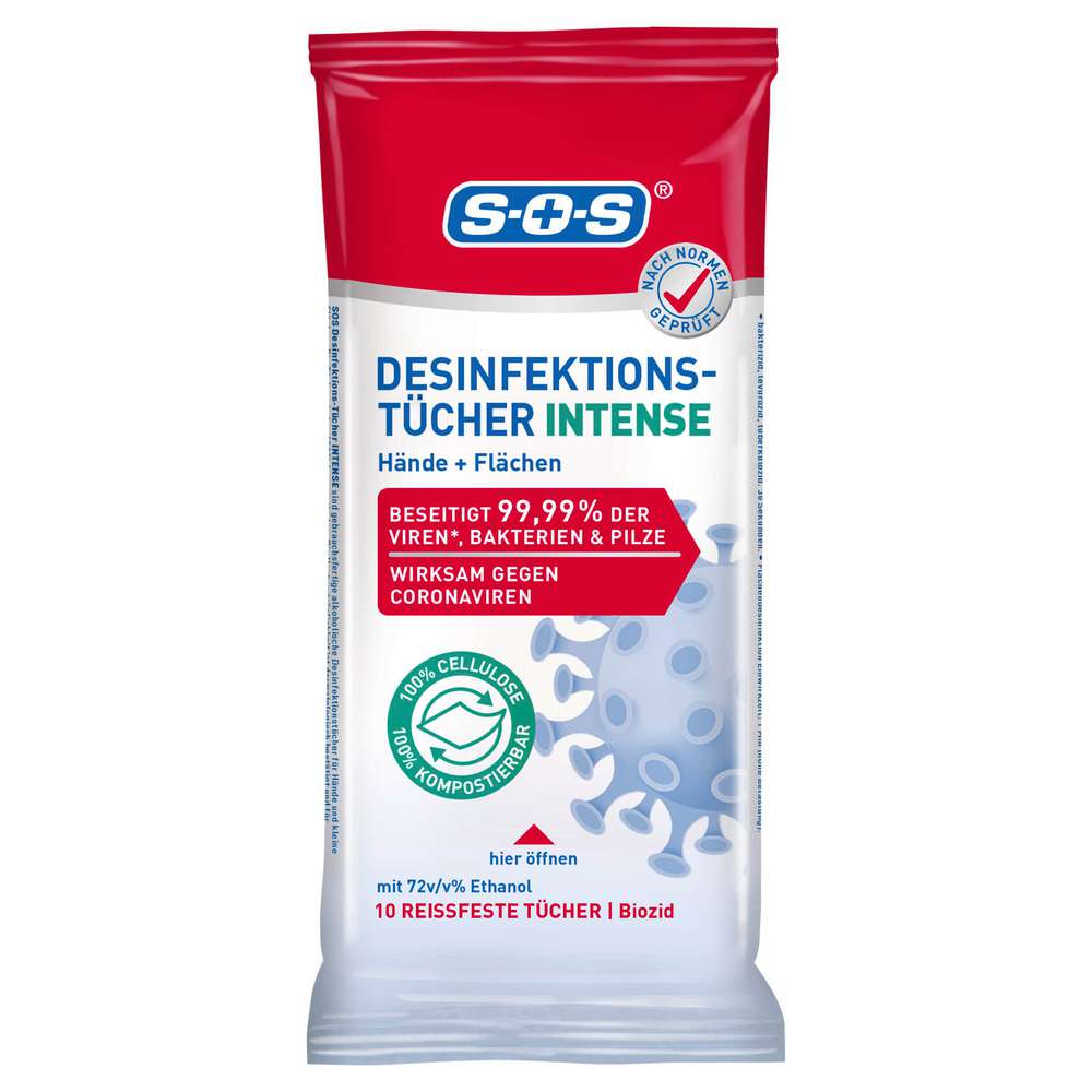 Produktabbildung SOS Desinfektionstücher Intense