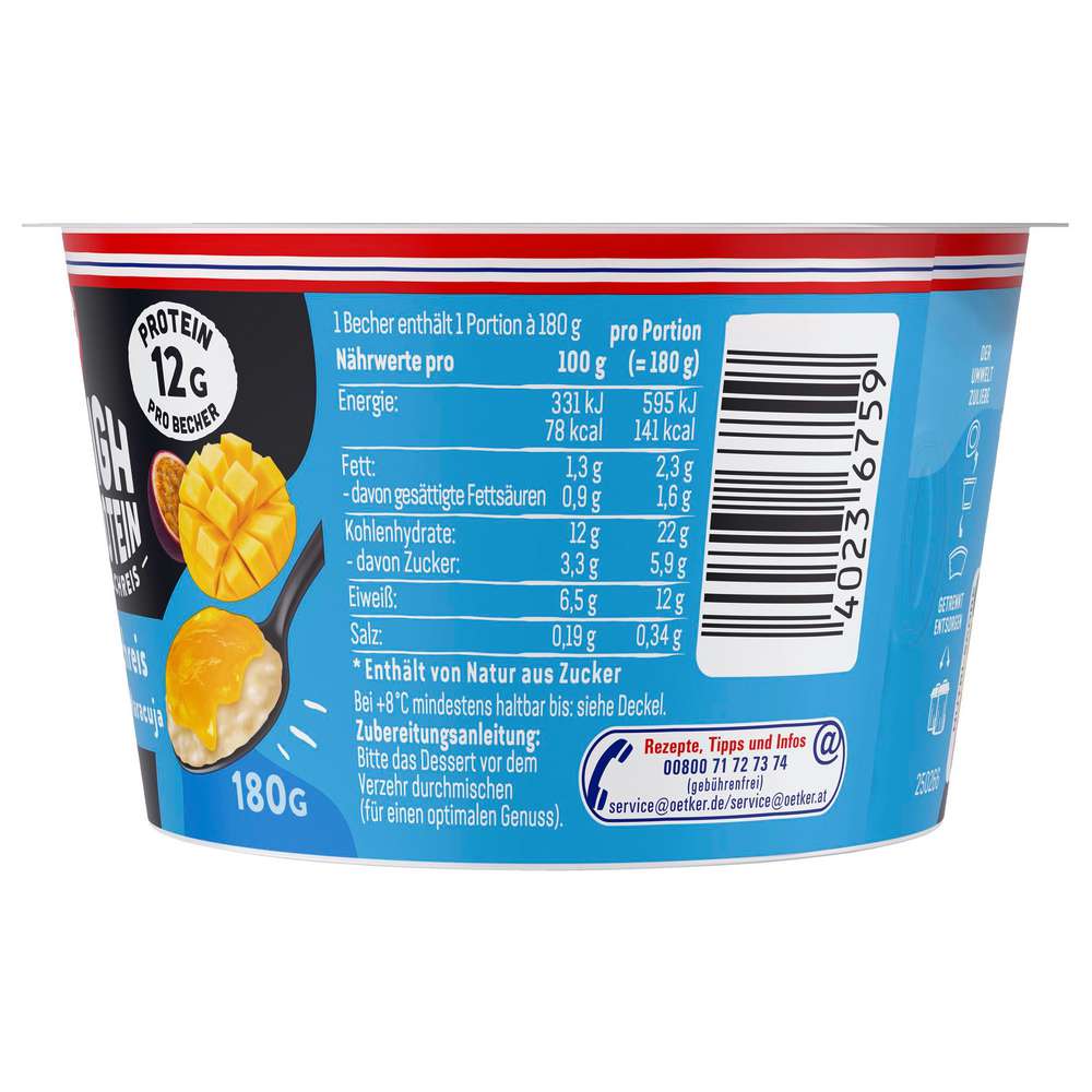 Produktabbildung Dr. Oetker High Protein Milchreis Mango-Maracuja