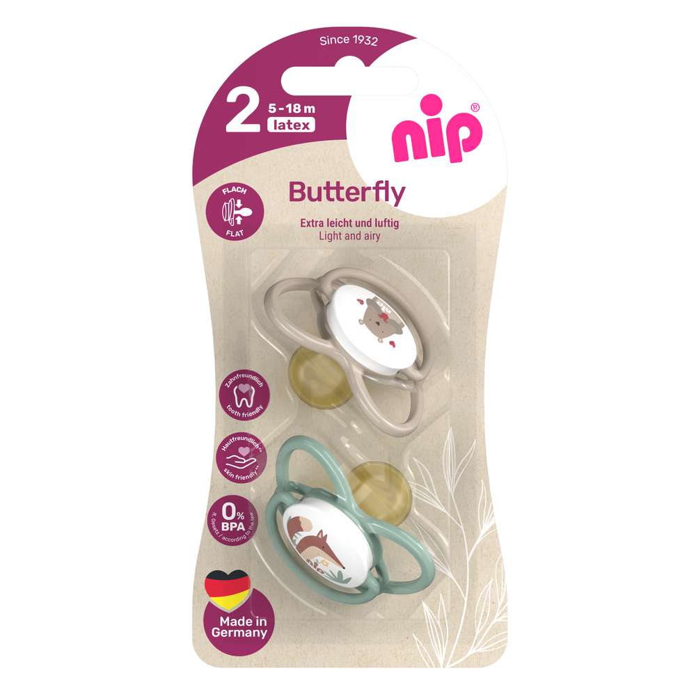 Produktabbildung nip Schnuller Butterfly mit Ring Gr. 2