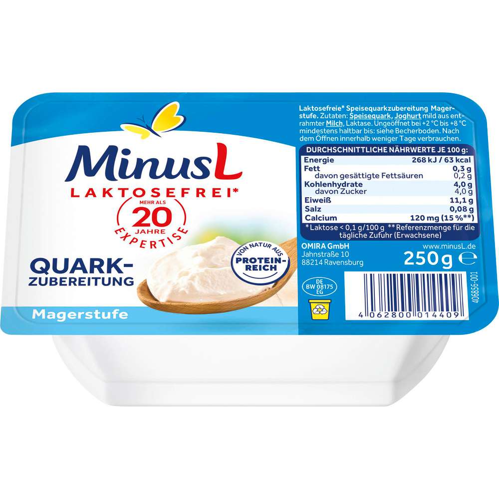 Produktabbildung Minus L Speisequark mager, laktosefrei