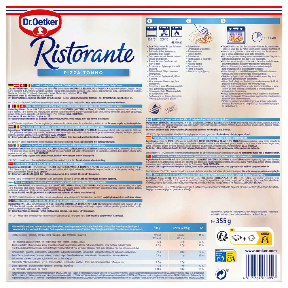 Produktabbildung Dr. Oetker Pizza Ristorante, Thunfisch