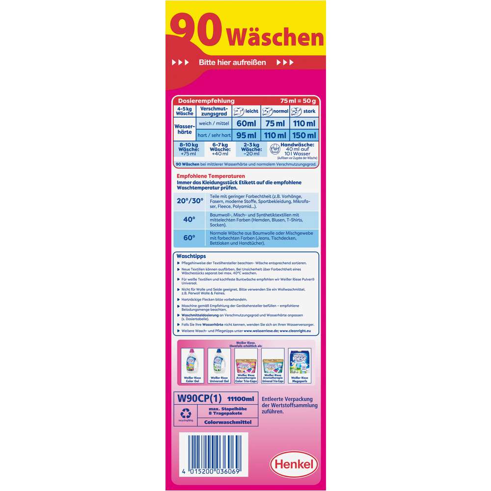 Produktabbildung Weißer Riese Color-Waschmittel, Pulver