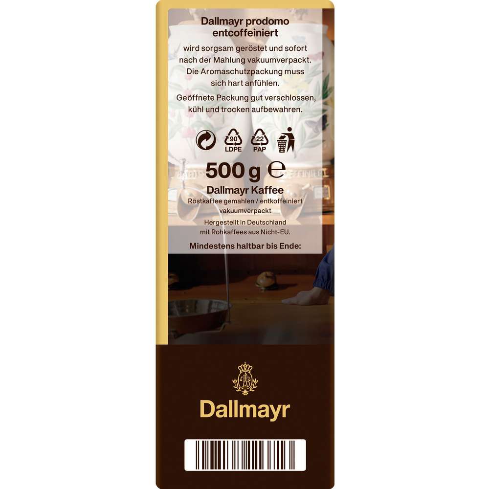 Produktabbildung Dallmayr Kaffee Prodomo entkoffeiniert, gemahlen
