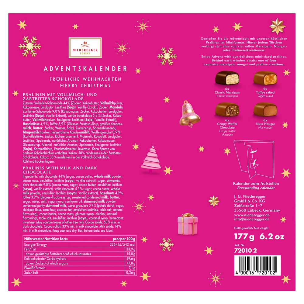 Produktabbildung Niederegger Adventskalender Mini pink Glamour
