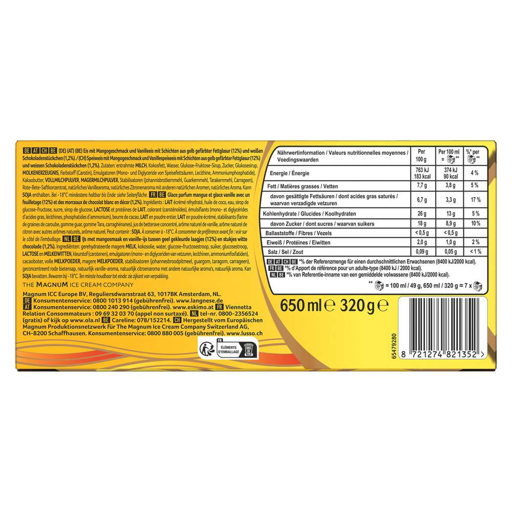 Produktabbildung Langnese Vienetta Eis, Mango