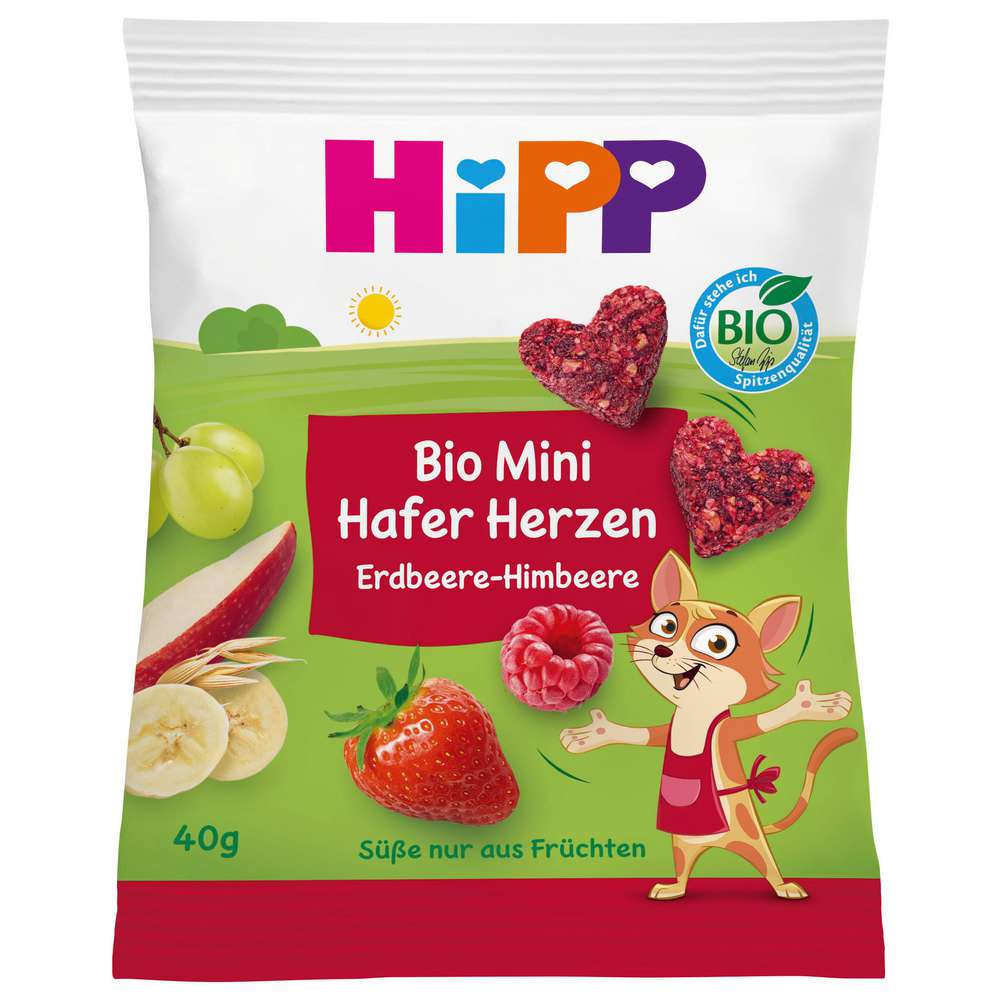 Produktabbildung Hipp Bio Mini Hafer Herzen Erdbeere/Himbeere