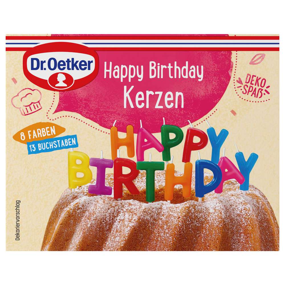 Produktabbildung Dr. Oetker Kerzen, Happy Birthday