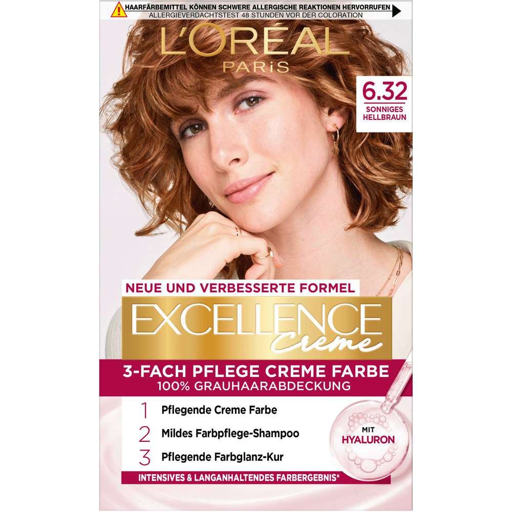 Produktabbildung L'Oreal Paris Haarfarbe Excellence, 6.32 sonniges Hellbraun