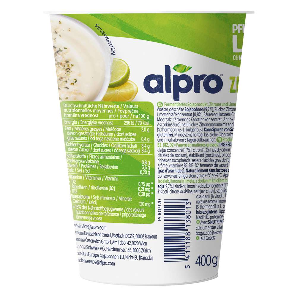 Produktabbildung Alpro Soya-Joghurtalternative, Limette/Zitrone