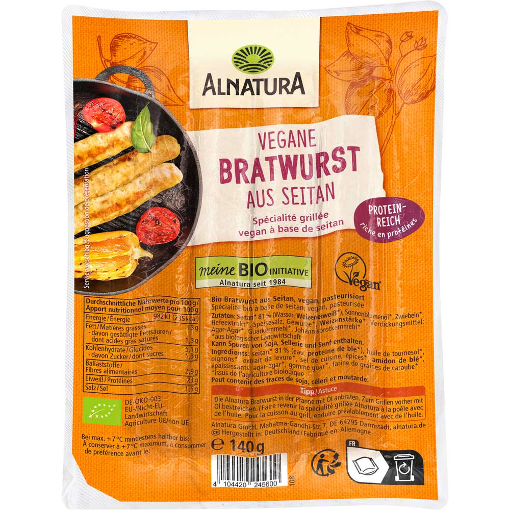 Produktabbildung Alnatura Bio Bratwürstchen aus Seitan