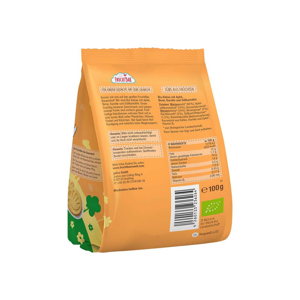 Produktabbildung Fruchtbar Bio Bauernhof-Kekse, Birne/Apfel/Karotte/Süßkartoffel