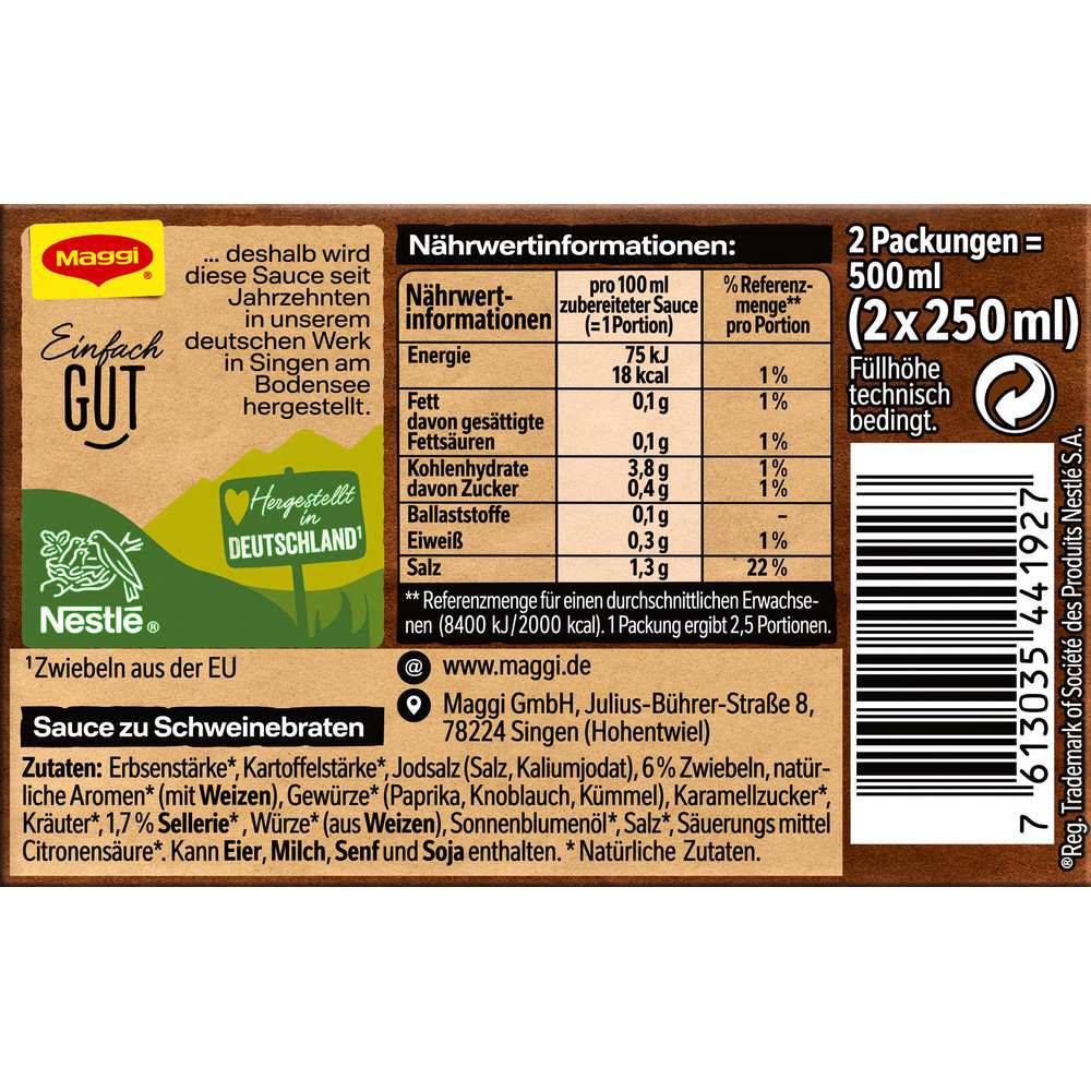 Produktabbildung Maggi Delikatess-Sauce, Schweinebraten