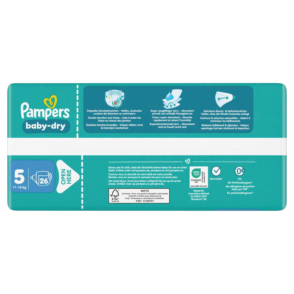 Produktabbildung Pampers Windeln Baby Dry Gr. 5 Junior 11-16 kg, Big Pack