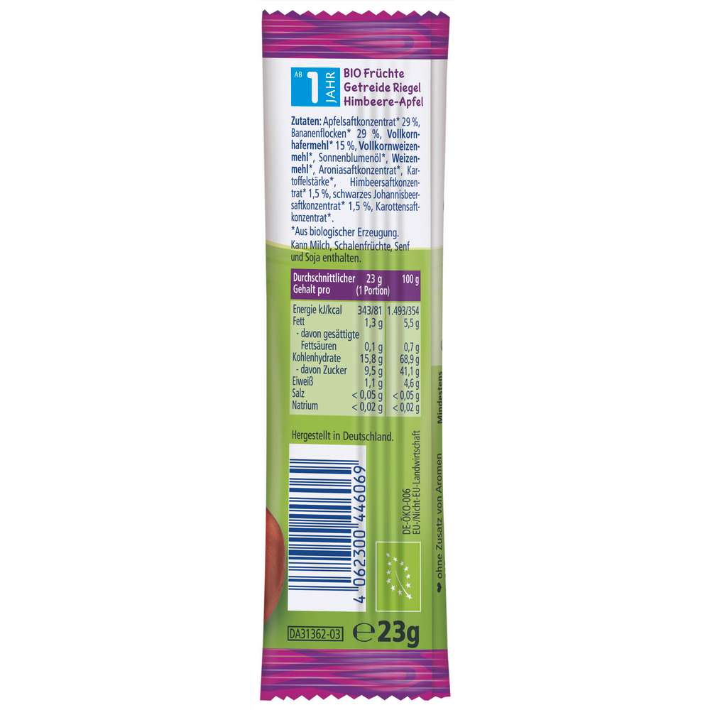 Produktabbildung Hipp Frucht-Riegel, Himbeere in Banane-Apfel