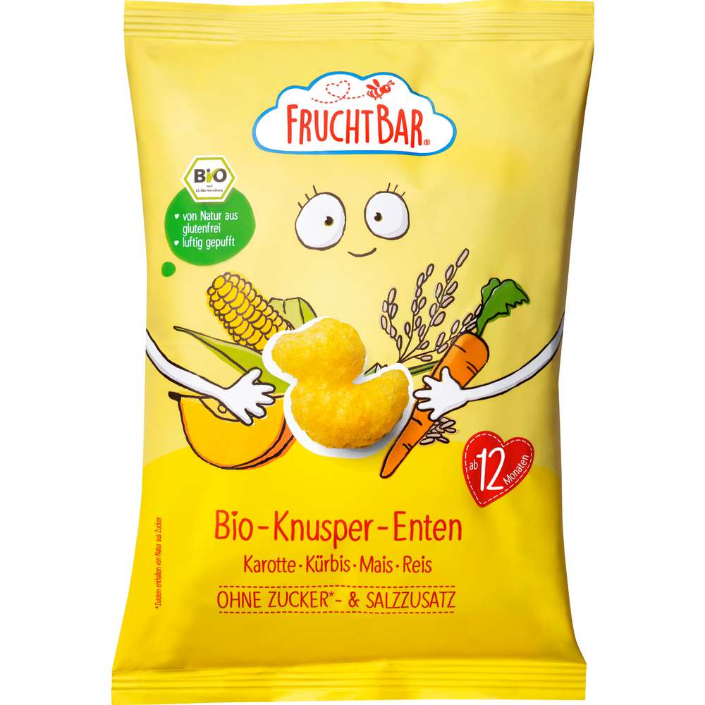 Produktabbildung Fruchtbar Bio-Knusper-Enten, Karotte-Kürbis-Mais-Reis