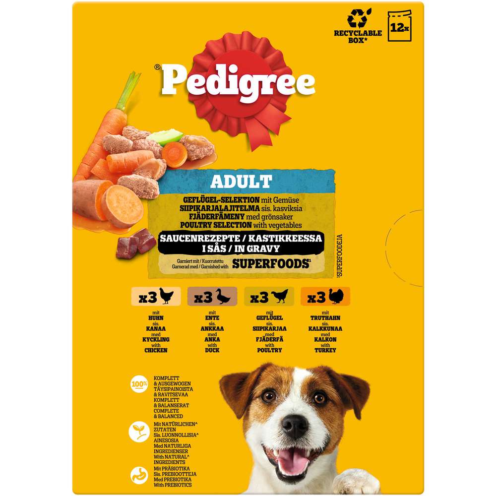 Produktabbildung Pedigree Hunde-Nassfutter Adult, Geflügel/Sauce