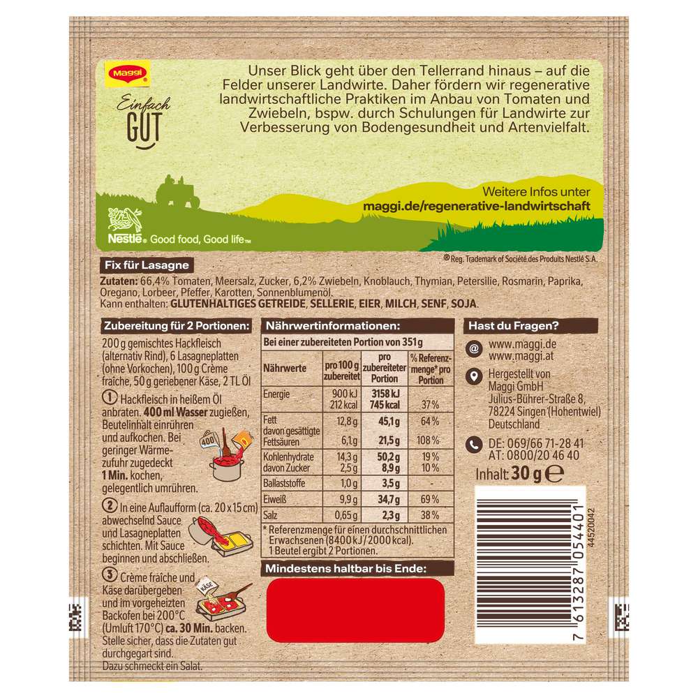 Produktabbildung Maggi Gewürzmischung Fix, Lasagne 100 % natürliche Zutaten