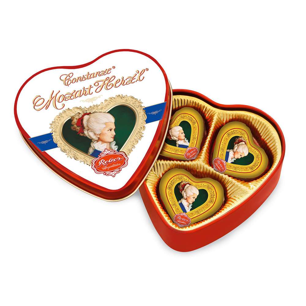Produktabbildung Reber Mozartkugeln in Herzdose