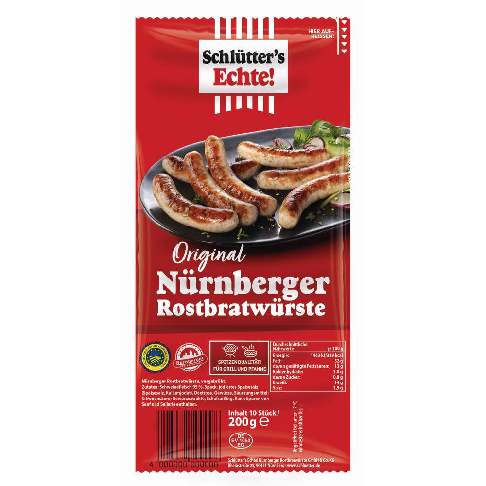 Produktabbildung Schlütter's Echte! Nürnberger Rostbratwurst