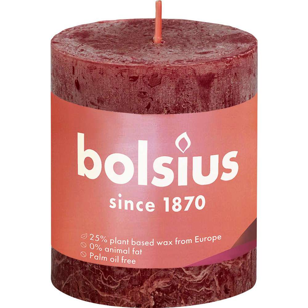 Produktabbildung Bolsius Stumpenkerze 80/68 mm, Samtrot